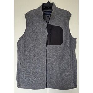 Lands End Mens Fleece Vest Heather Gray XL Full Zip 3 Pockets Outside ***EUC***